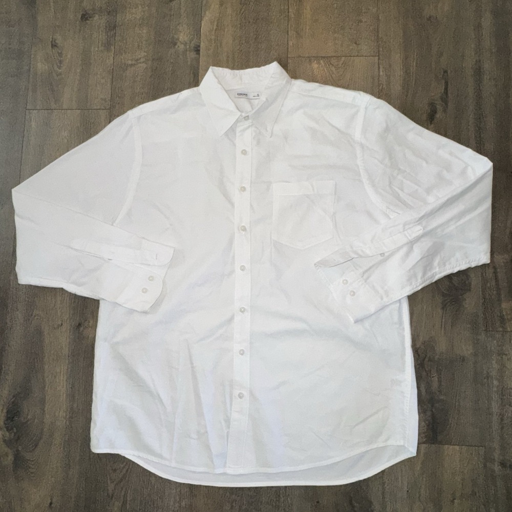 Sonoma Men's Sz XL Button Front Dress Shirt White Long Sleeve Cotton Work Office